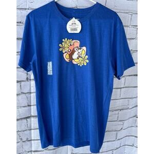 NWT Short Sleeve Floral Just A Girl Who Loves Bucee's Tee Large Boho Blue Cotton